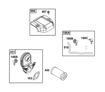 Air Cleaner Group Diagram and Parts List for 44N677-0079-G1  Briggs and Stratton Engine